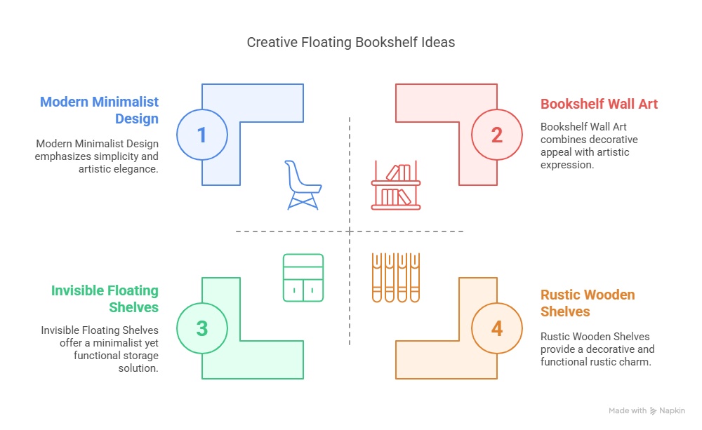 10 Creative Floating Book Shelf Ideas for Living Rooms