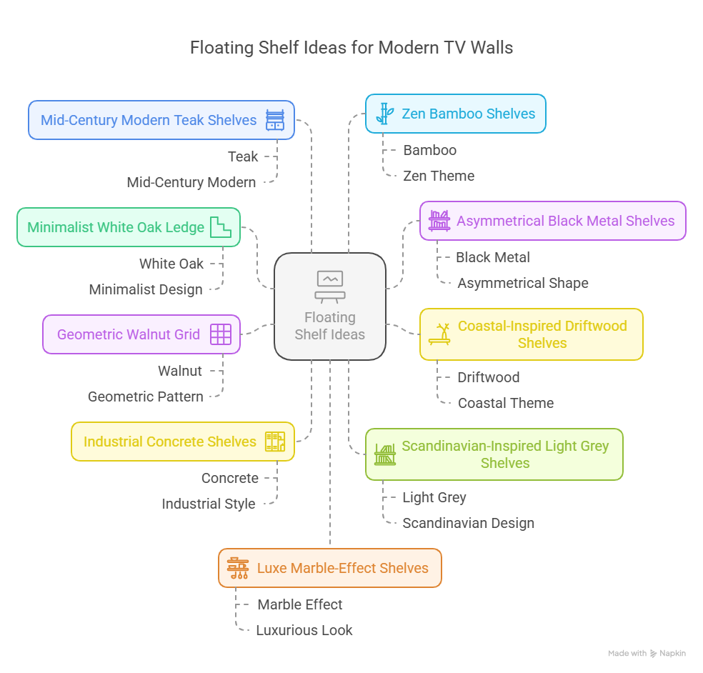 10 Floating Shelf Ideas for a Sleek & Modern TV Wall