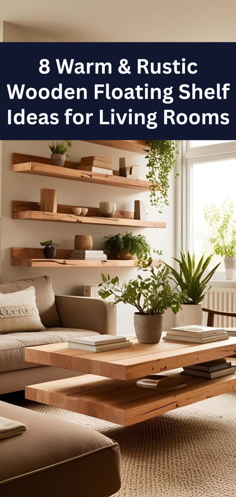 8 Warm & Rustic Wooden Floating Shelf Ideas for Living Rooms
