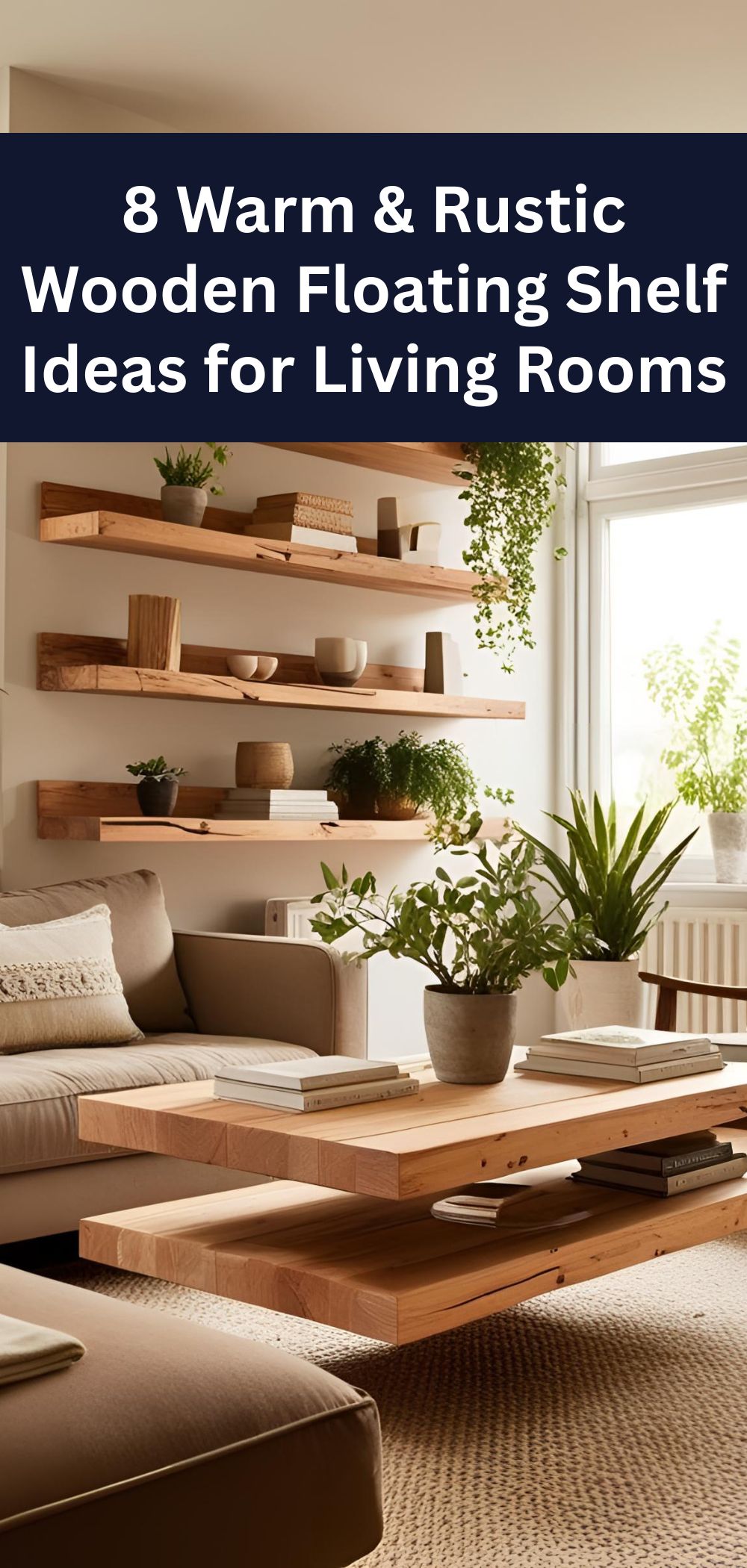 8 Warm & Rustic Wooden Floating Shelf Ideas for Living Rooms