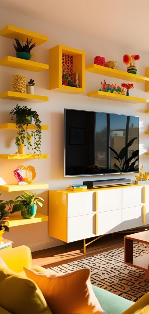 12 Creative Floating Shelf Designs Around Your TV