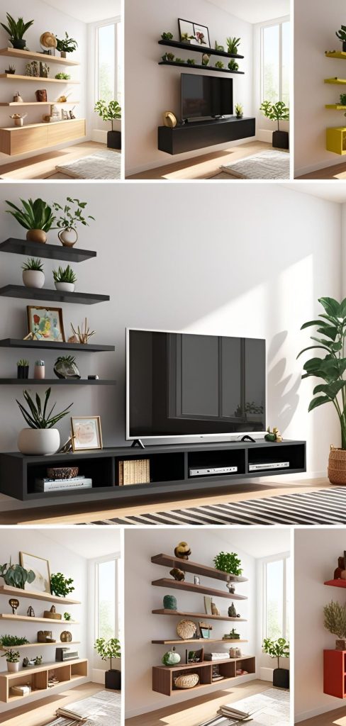 12 Creative Floating Shelf Designs Around Your TV