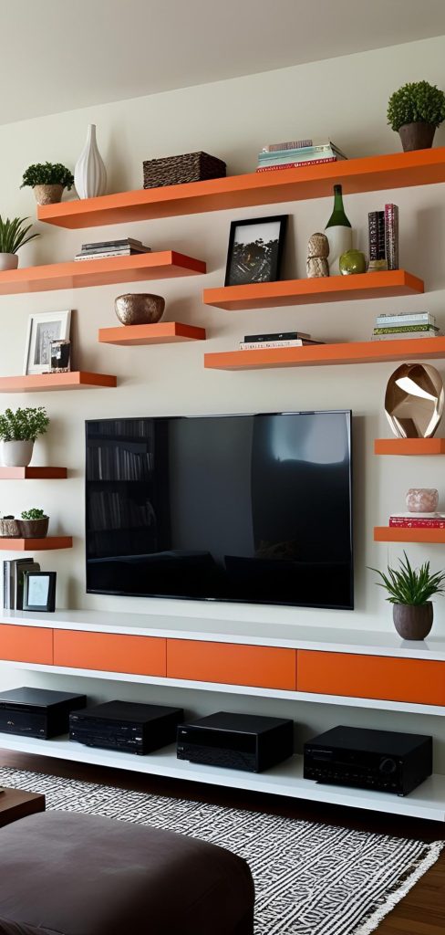 12 Creative Floating Shelf Designs Around Your TV