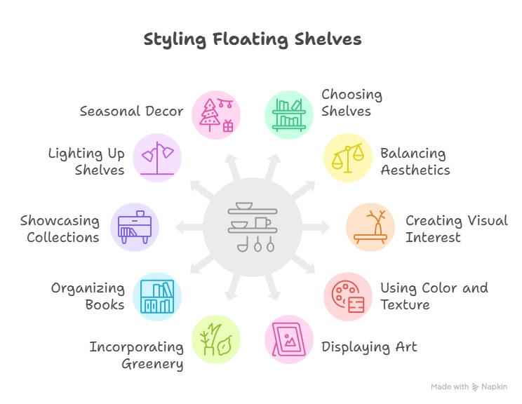 10 Ways to Style Large Living Room Floating Shelves