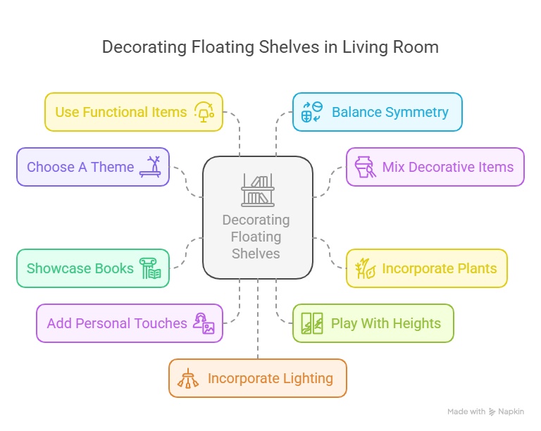9 Ways to Decorate Floating Shelves in Your Living Room