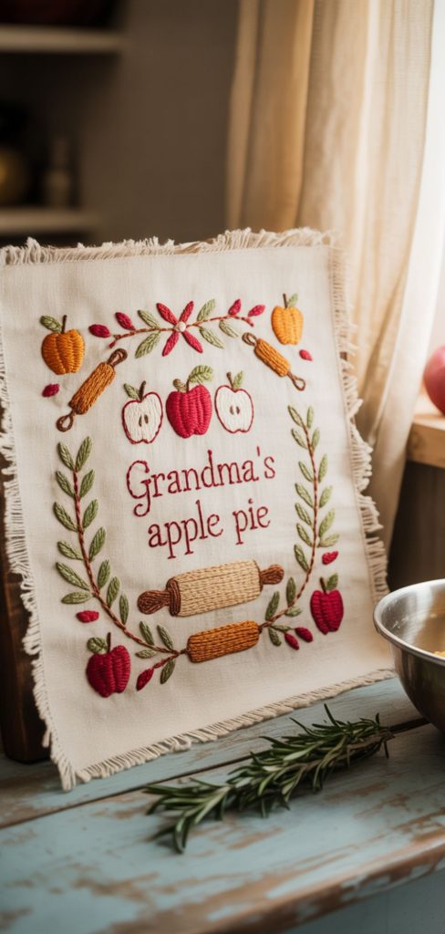 Embroidered Recipe Canvas: Cozy and Handcrafted